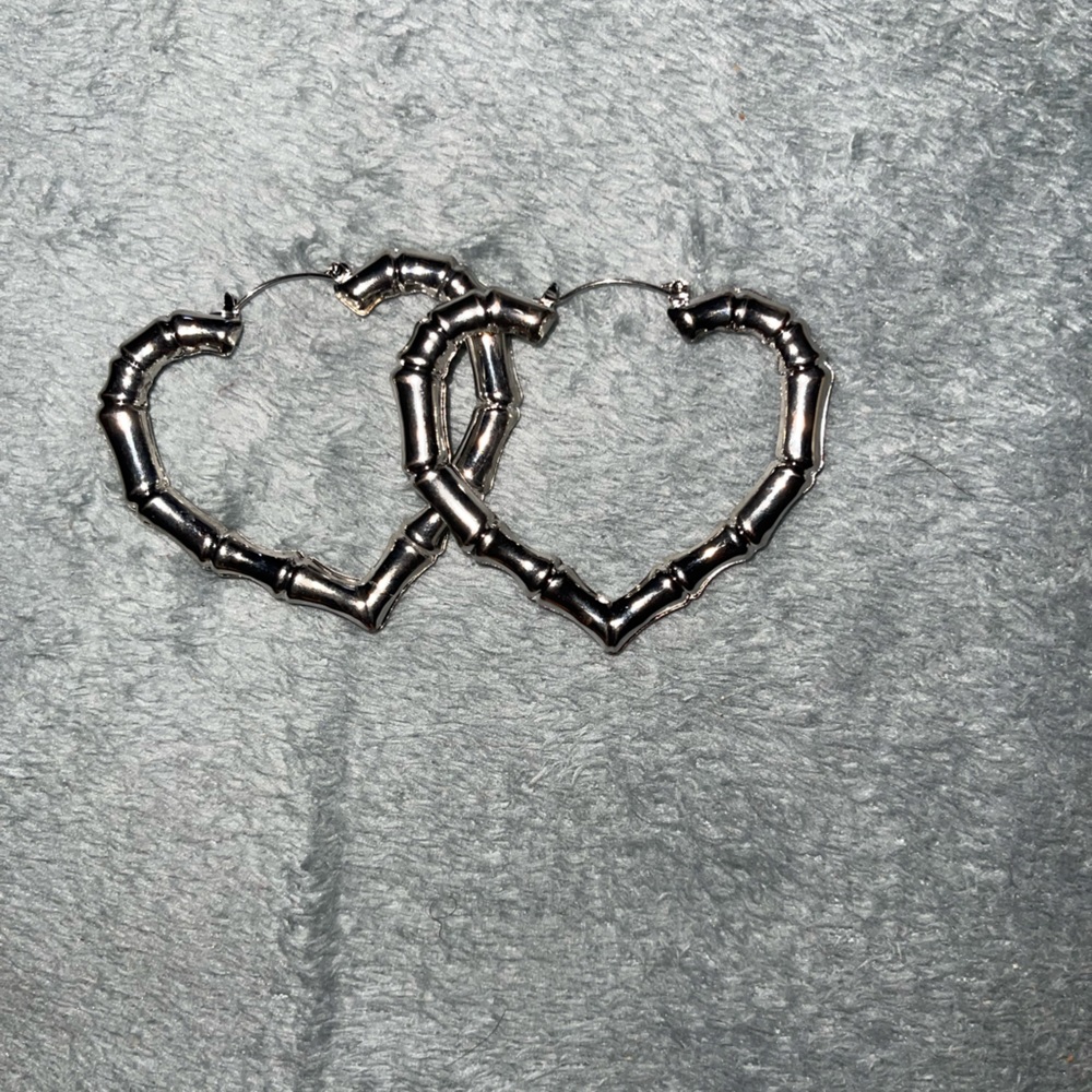 Bamboo heart earrings gold & silver